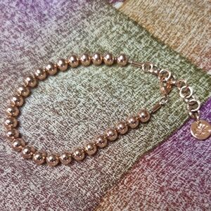 Women's Rose Gold Beaded Bracelet with Adjustable Size Chain
